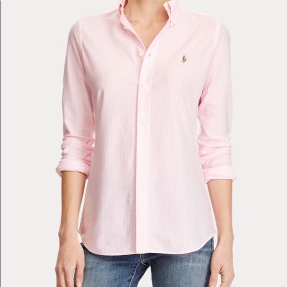 Ralph Lauren Tops - Women’s Ralph Lauren pink striped button up Ralph Lauren Tops - Women’s Ralph Lauren pink striped button up